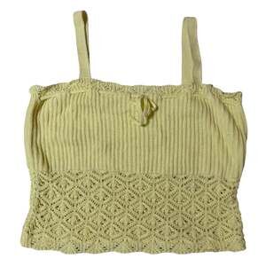 Wild Fable Y2K Cottage Summer Style Knit Yellow Crochet Tank Crop Top Cotton Med